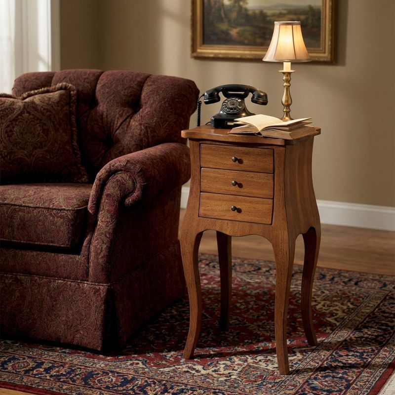 JUDD - mobile portatelefono in legno massello cm 34 x 31 x 72 h