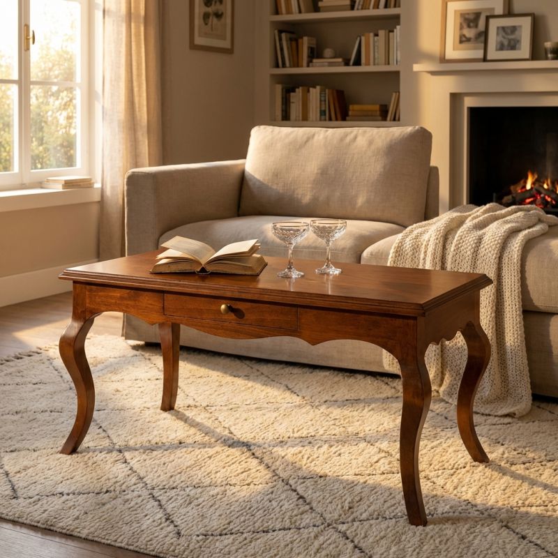 DOUGLAS - tavolino in legno massello cm 100 X 50 X 45