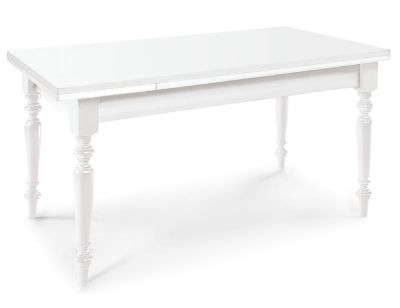 DYLAN - tavolo da pranzo allungabile in legno massello con gamba tornita cm 80 X 140/180/220