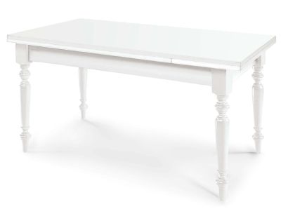 DYLAN - tavolo da pranzo allungabile in legno massello con gamba tornita cm 80 X 140/180/220