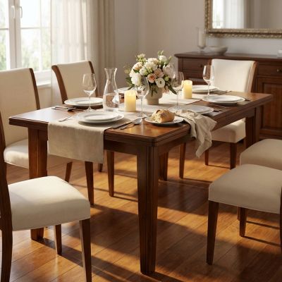 LENNOX - tavolo da pranzo allungabile in legno massello cm 85 X 180/225/270/315/360