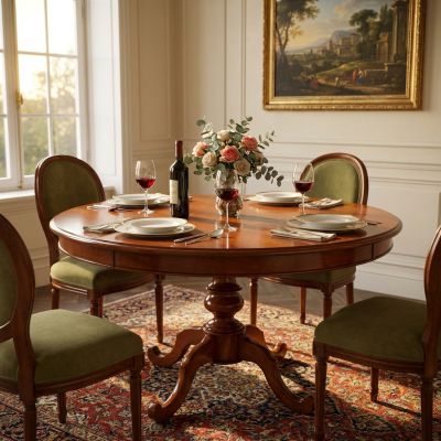 BARRY - tavolo da pranzo allungabile in legno massello tondo