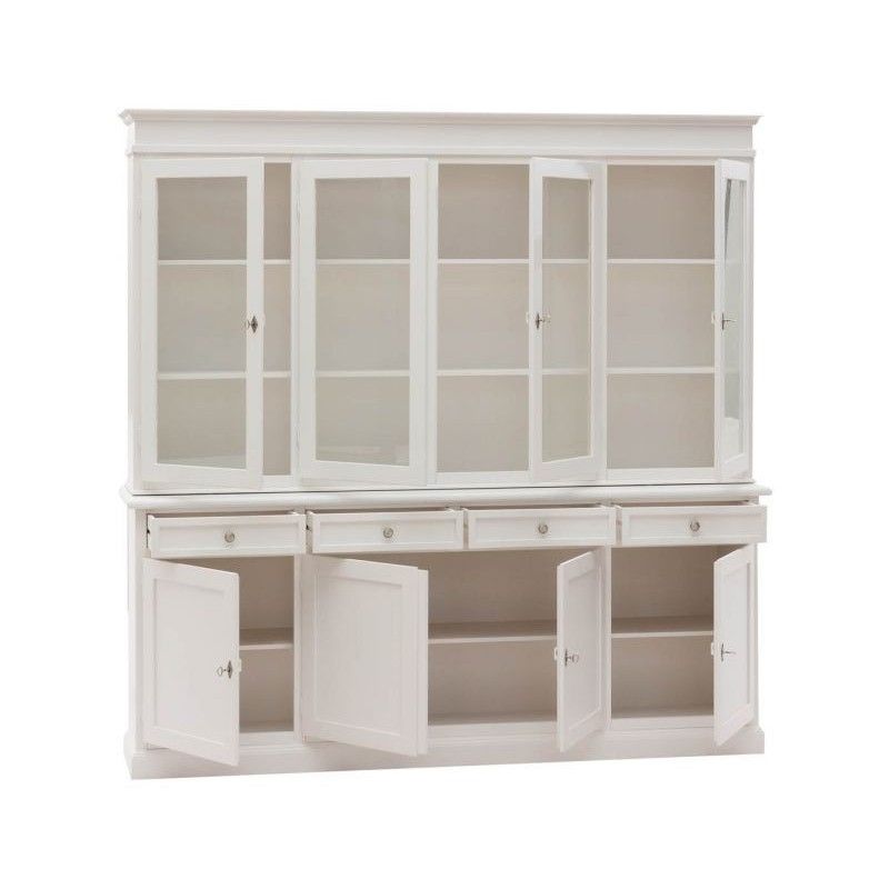 JAQUELINE - credenza con vetrina in legno massello cm 205 x 42 x 205 h