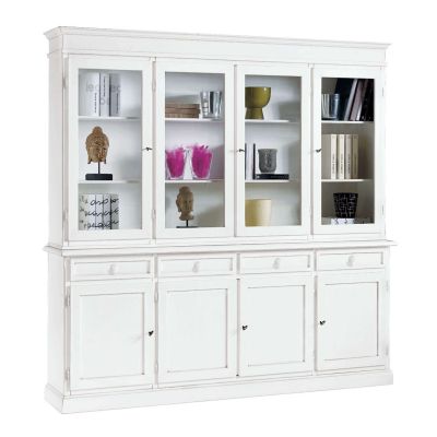 JAQUELINE - credenza con vetrina in legno massello cm 205 x 42 x 205 h