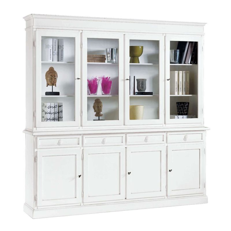 JAQUELINE - credenza con vetrina in legno massello cm 205 x 42 x 205 h