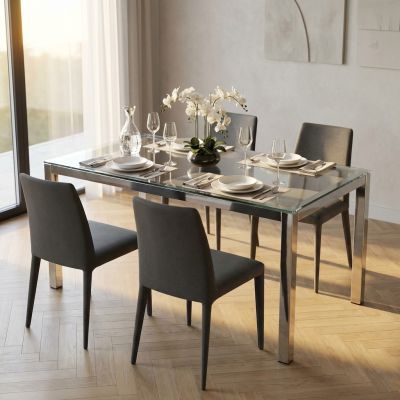 NELSON - tavolo da pranzo moderno allungabile in vetro