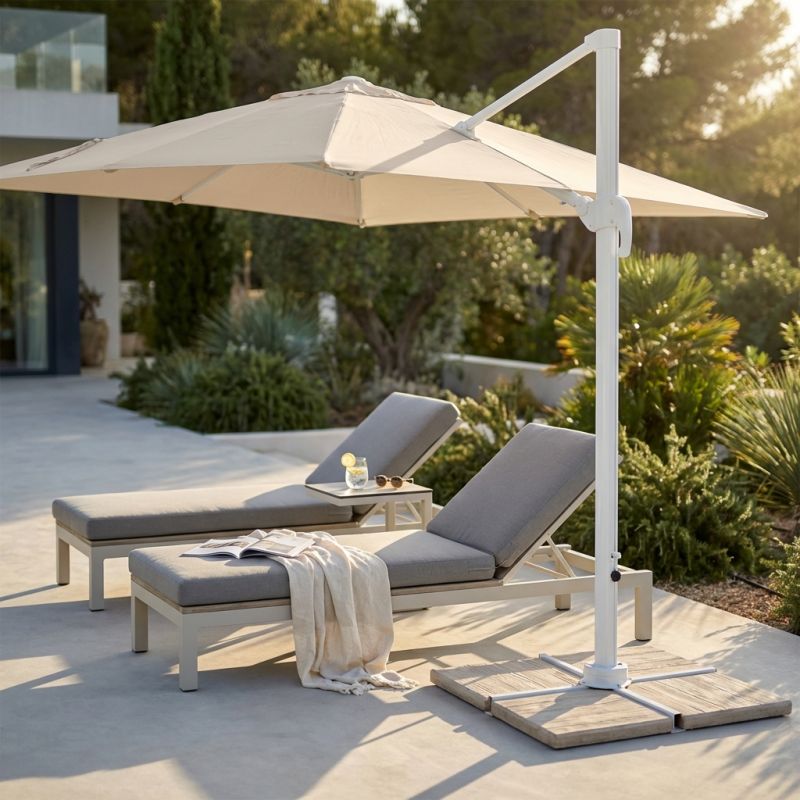 BACTRUS - ombrellone da giardino decentrato 3 x 4 m