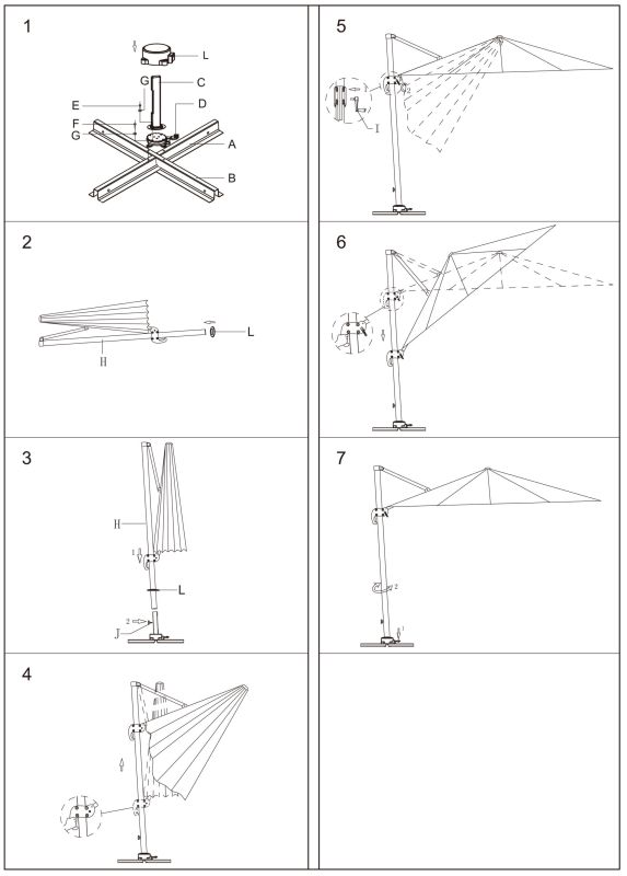 BACTRUS - ombrellone da giardino decentrato 3 x 4 m